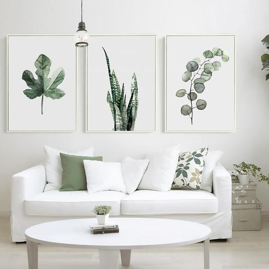 Watercolor Green Plants Canvas Print - MAHOGANY STREET