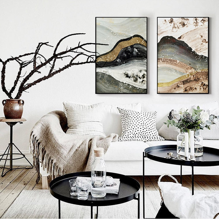 Gold Mountains Abstract Landscape Canvas Print - MAHOGANY STREET