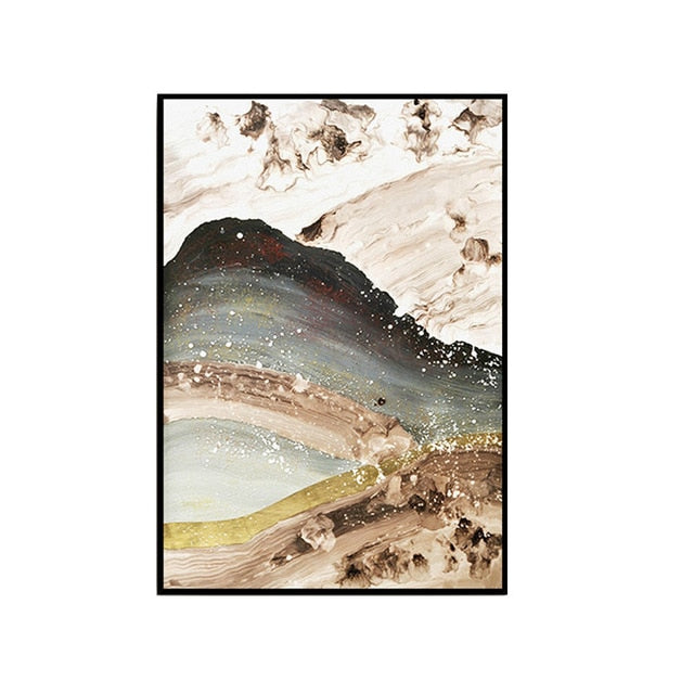 Gold Mountains Abstract Landscape Canvas Print - MAHOGANY STREET