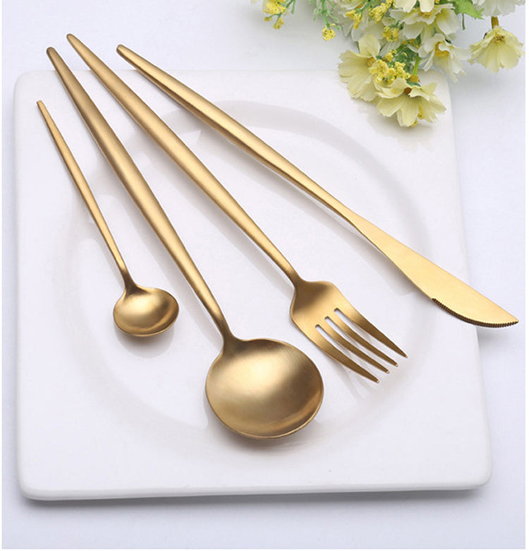 Stainless Steel Dinnerware Golden Cutlery Set - MAHOGANY STREET