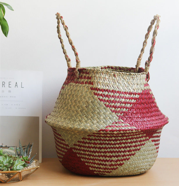 Seagrass Natural Design Storage Basket - MAHOGANY STREET