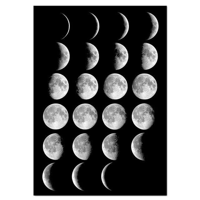 Minimalist Style Moon Phases Canvas Artworks - MAHOGANY STREET