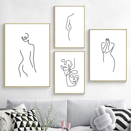 Abstract Geometric Lines Female Shapes Canvas - MAHOGANY STREET