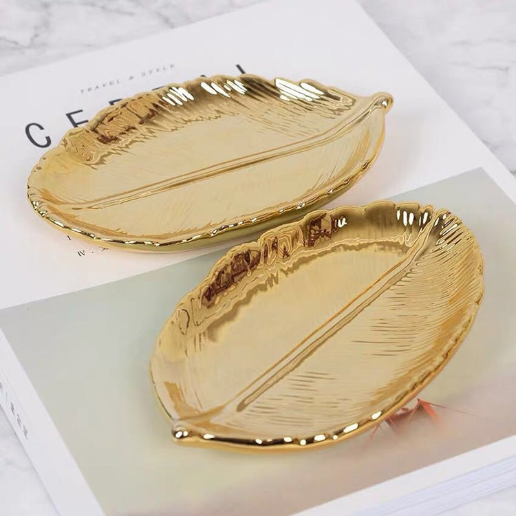 Decorative Gold Leaf Ceramic Storage Plate - MAHOGANY STREET