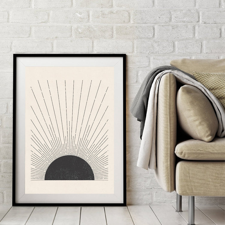 Sun Illustration Black And White Canvas Print - MAHOGANY STREET