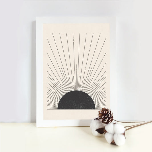 Sun Illustration Black And White Canvas Print - MAHOGANY STREET