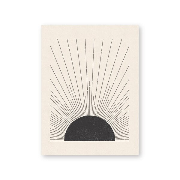 Sun Illustration Black And White Canvas Print - MAHOGANY STREET