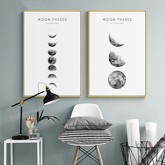 Minimalist Style Moon Phases Canvas Artworks - MAHOGANY STREET