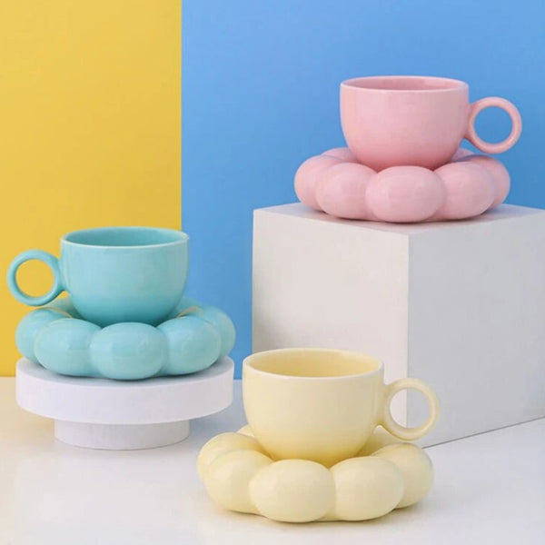 Cute Ceramic Cloud Mug With Saucer