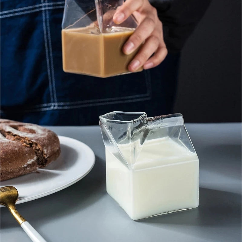 Milk Carton Shaped Glass Jug