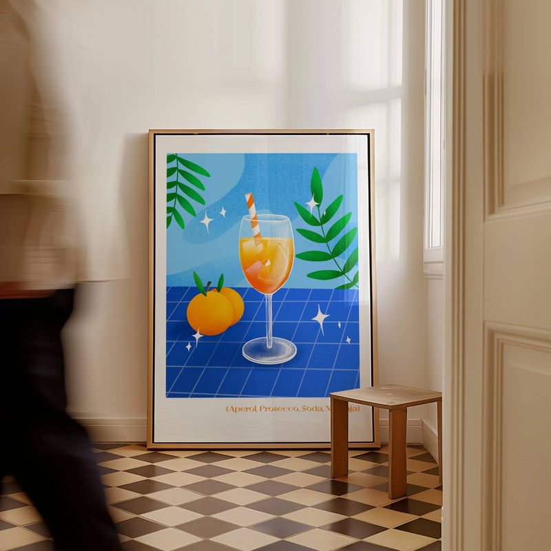 Vintage Style Vibrant Aperol Spritz Wall Poster