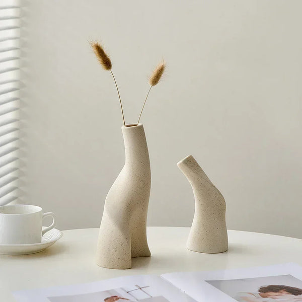 Modern Twisted Handmade Ceramic Frosted Vase
