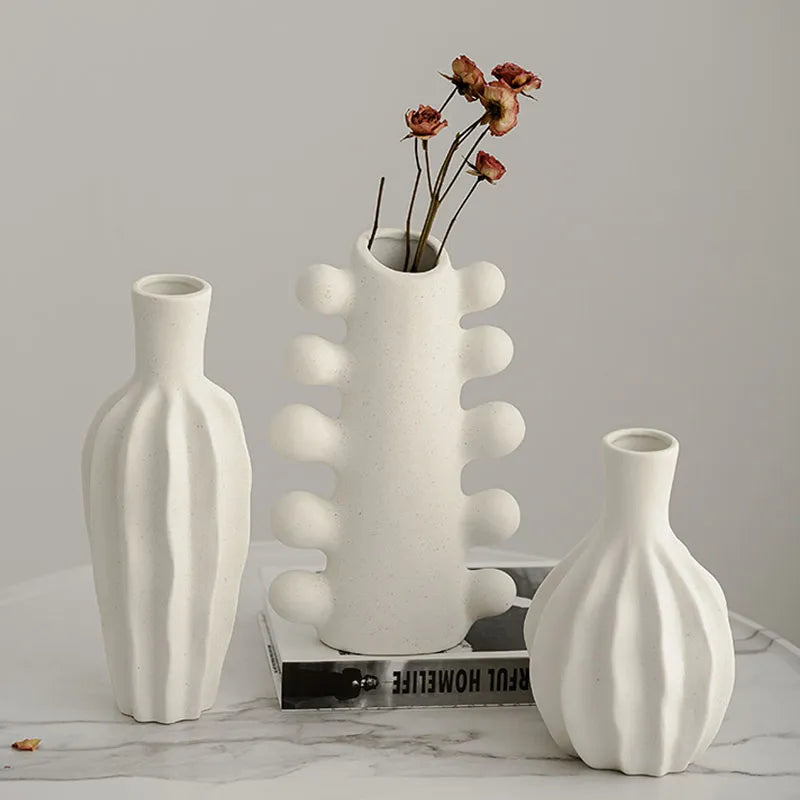 Unglazed Bohemian Irregular Shape Ceramic Vases