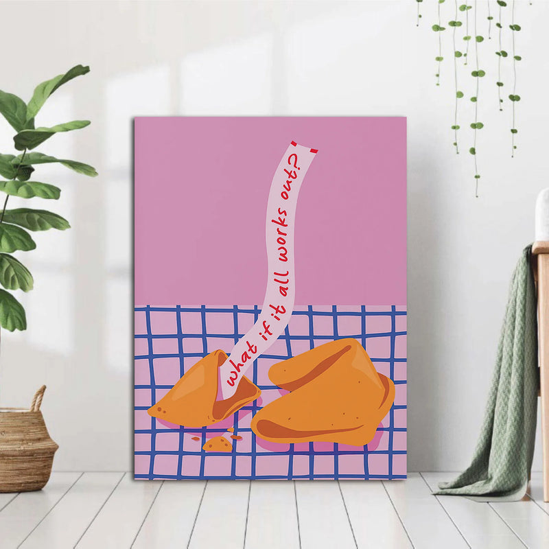 Red Pink Blue Fortune Cookie Affirmation Canvas Poster