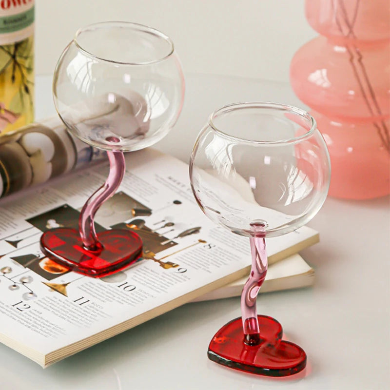 Heart Shaped Heat-Resistant Glass Goblets