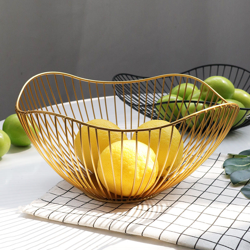 Contemporary Irregular Shape Wire Fruit Bowl