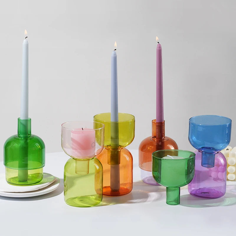 Colored Glass Candle Holder for Pillar Candles