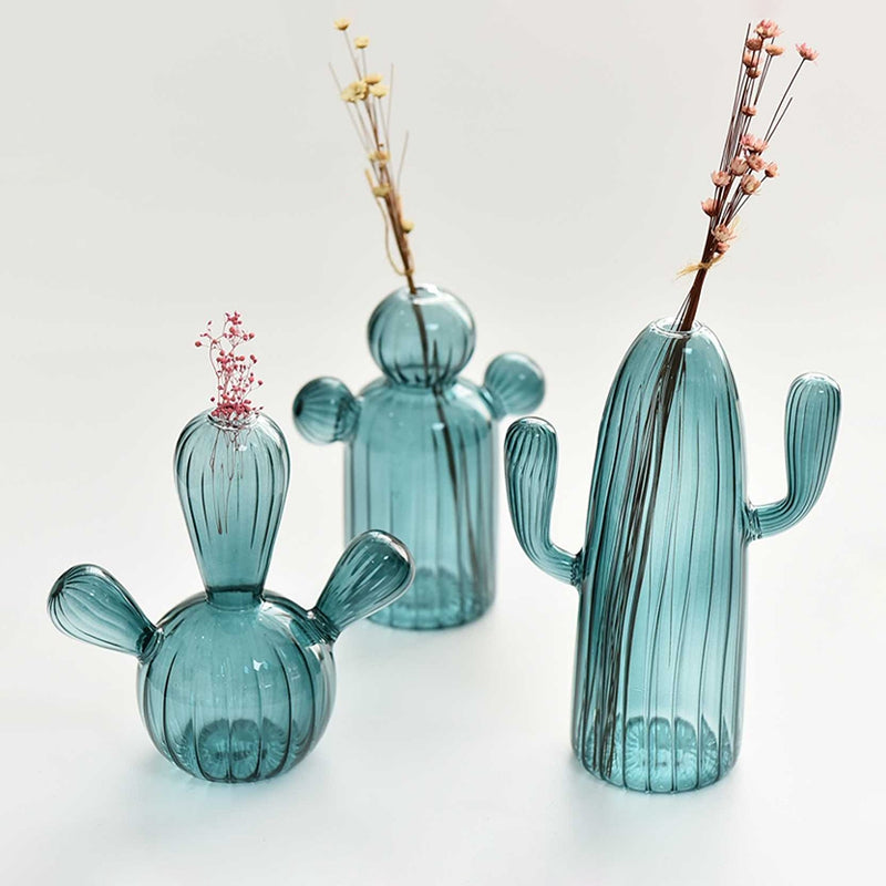 Creative Cactus Shaped Glass Vase for Plants