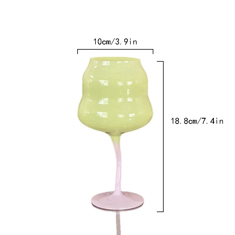 Pastel Colored Wobbly Twisted Wine Glass - Set of 2