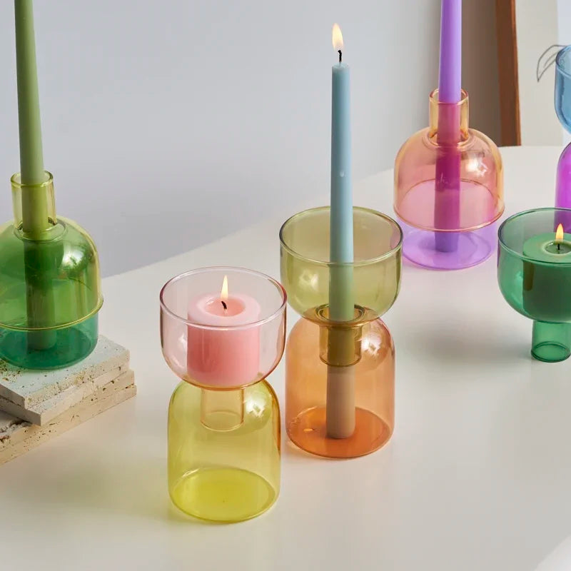 Colored Glass Candle Holder for Pillar Candles