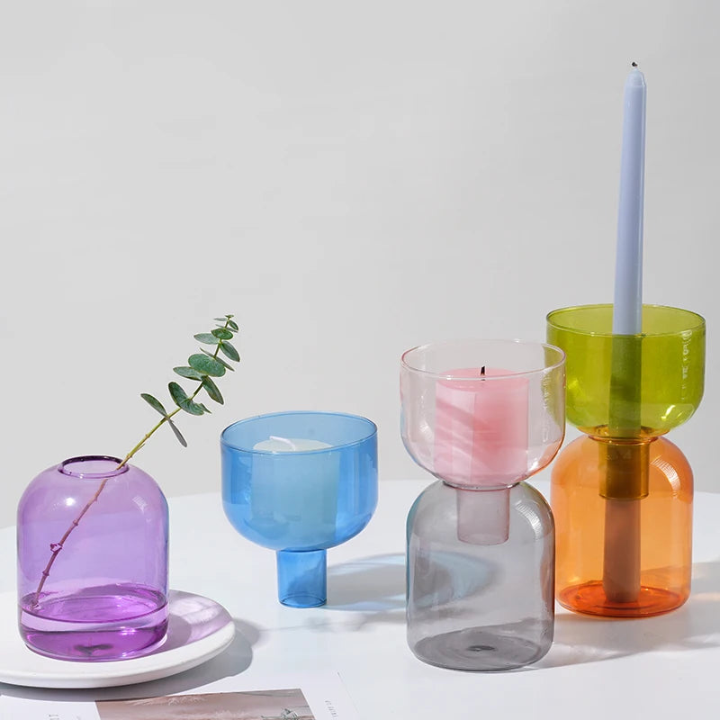 Colored Glass Candle Holder for Pillar Candles