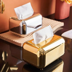 Luxe Timeless Gold Silver Color Metal Tissue Dispenser