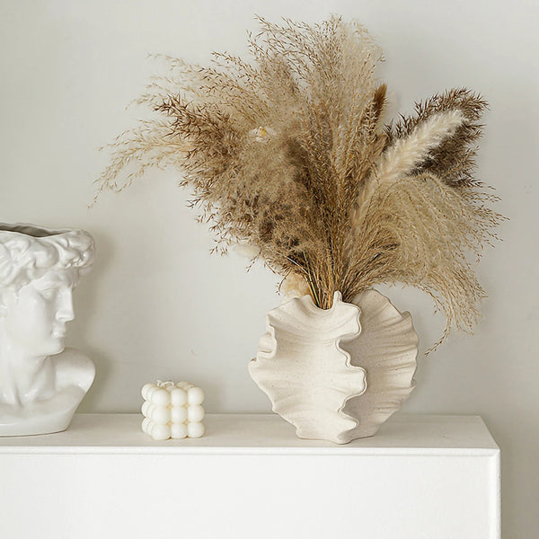 Ceramic Coral Shape Beige Art Vase