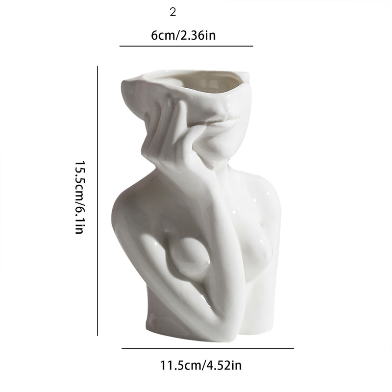 Half Head White Ceramic Vases