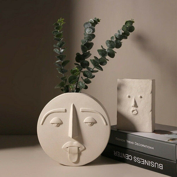 Human Face Round Flower Vase - MAHOGANY STREET