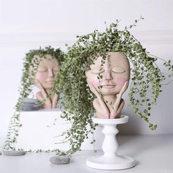 Girls Face Head Flower Planter Succulent Plant Vase