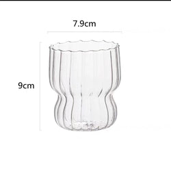 Transparent Ribbed Glass Cups - Set of 4