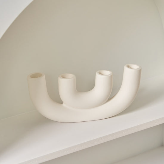 White Ceramic Nordic Candle Holders - MAHOGANY STREET