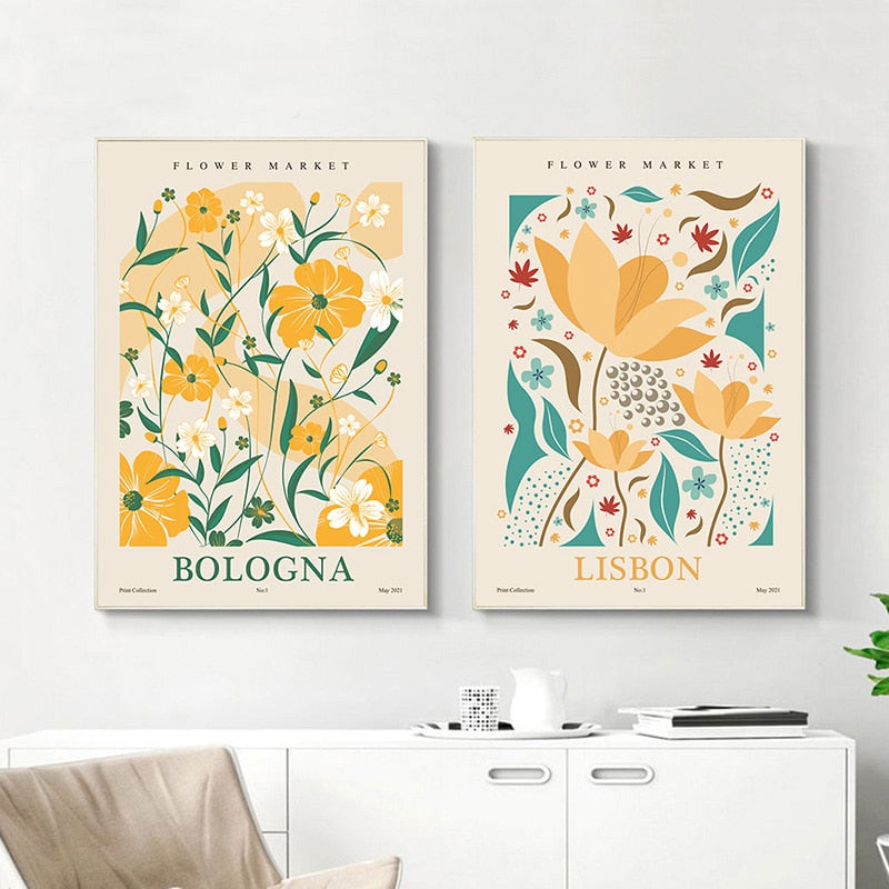 Flower Market Cities Botanical Canvas Posters