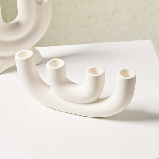White Ceramic Nordic Candle Holders - MAHOGANY STREET