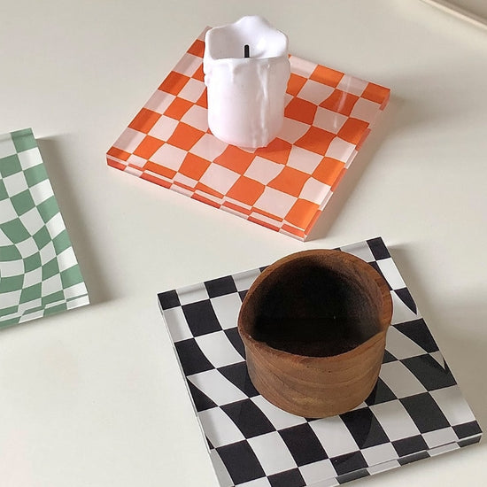 Gingham Print Coasters - Set of 3 - MAHOGANY STREET