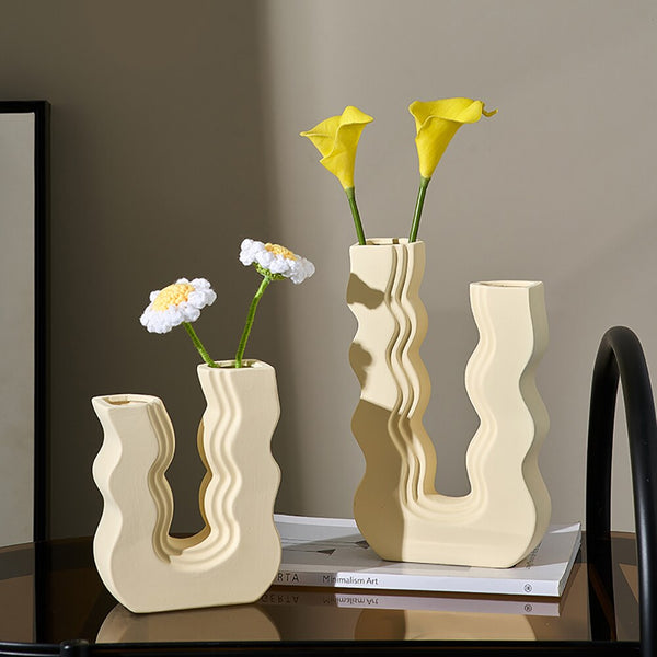 Geometric Style  Pastel Colored Ceramic Vases