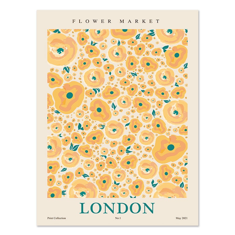 Flower Market Cities Botanical Canvas Posters