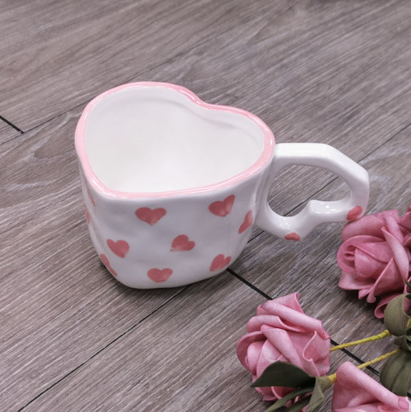 Adorable Heart Shaped Ceramic Coffee Mug - Set of 2