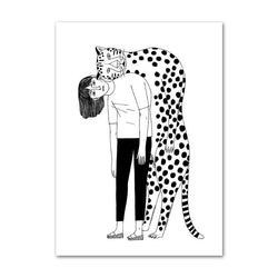 Girl And Leopard Canvas Print - MAHOGANY STREET