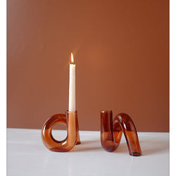 Amber Glass Candle Holder - MAHOGANY STREET