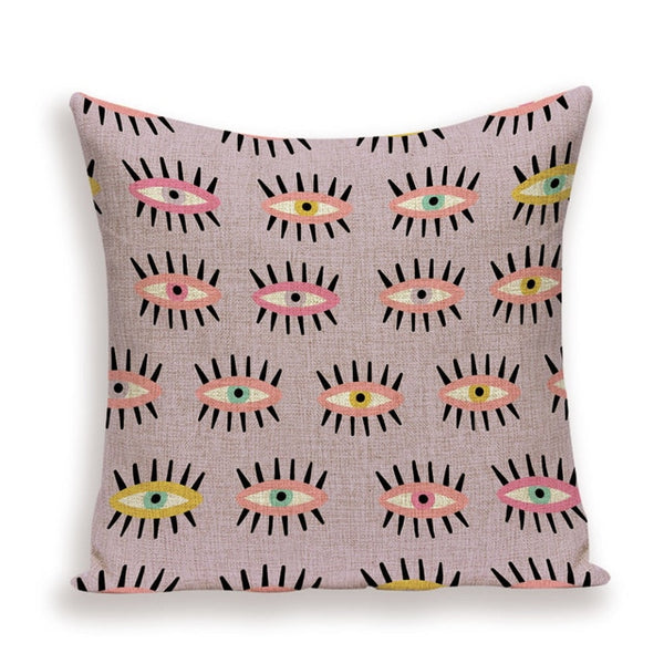 Eye Decorated Linen Cushion Covers - MAHOGANY STREET
