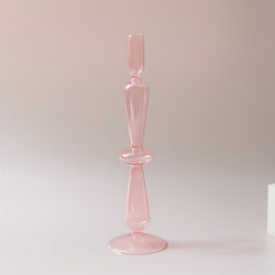 Vintage Style Glass Candle Holder - Pink - MAHOGANY STREET