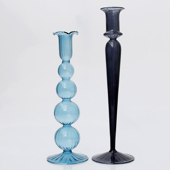 Tall Glass Vintage Candle Holders - MAHOGANY STREET