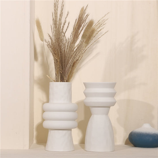 White Ceramic Craft Vases - MAHOGANY STREET