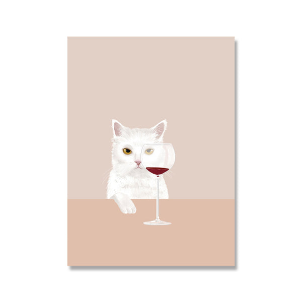 Cats Drinking Wine Canvas Prints - MAHOGANY STREET