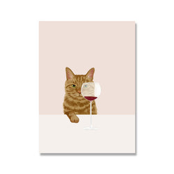 Cats Drinking Wine Canvas Prints - MAHOGANY STREET