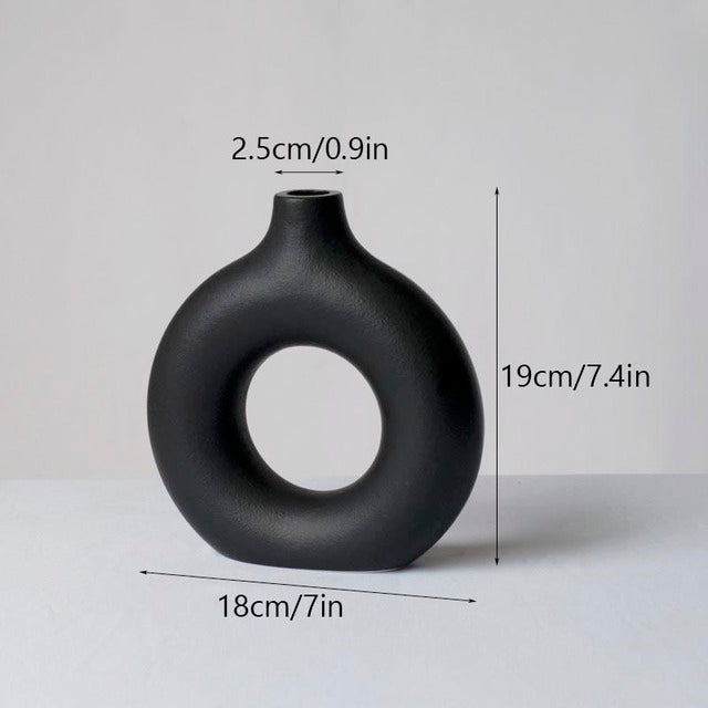 Black Ceramic Doughnut Vases - MAHOGANY STREET
