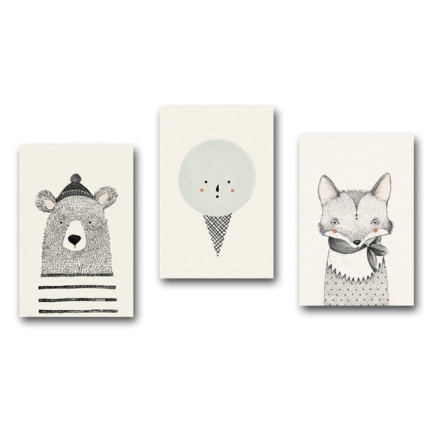 Cartoon Drawings Canvas Prints For Kids Room - MAHOGANY STREET