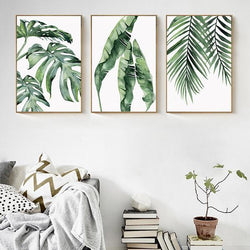 Tropical Green Leaves Artwork Canvas - 3 styles - MAHOGANY STREET
