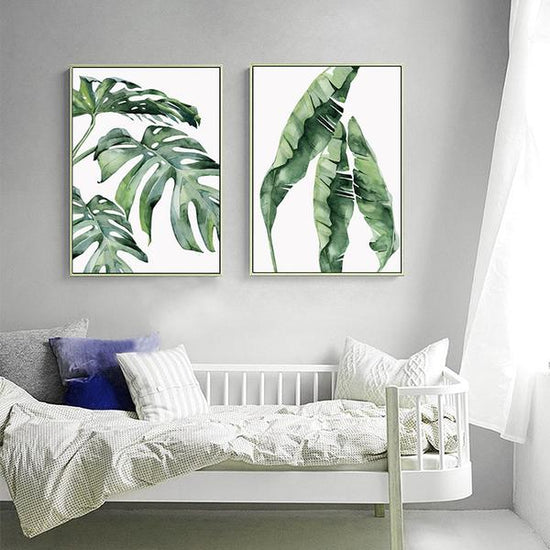 Tropical Green Leaves Artwork Canvas - 3 styles - MAHOGANY STREET